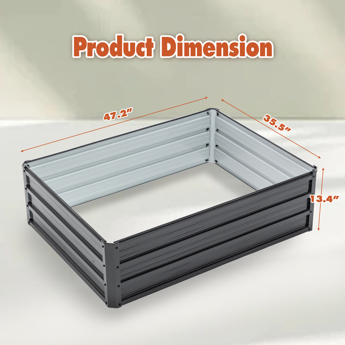 Rectangular Galvanized Garden Bed for Vegetables and Herbs
